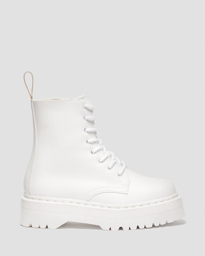 Dr Martens Vegan Jadon II Kemble Mono Platform Støvler Dame Hvide | DK 261SGL
